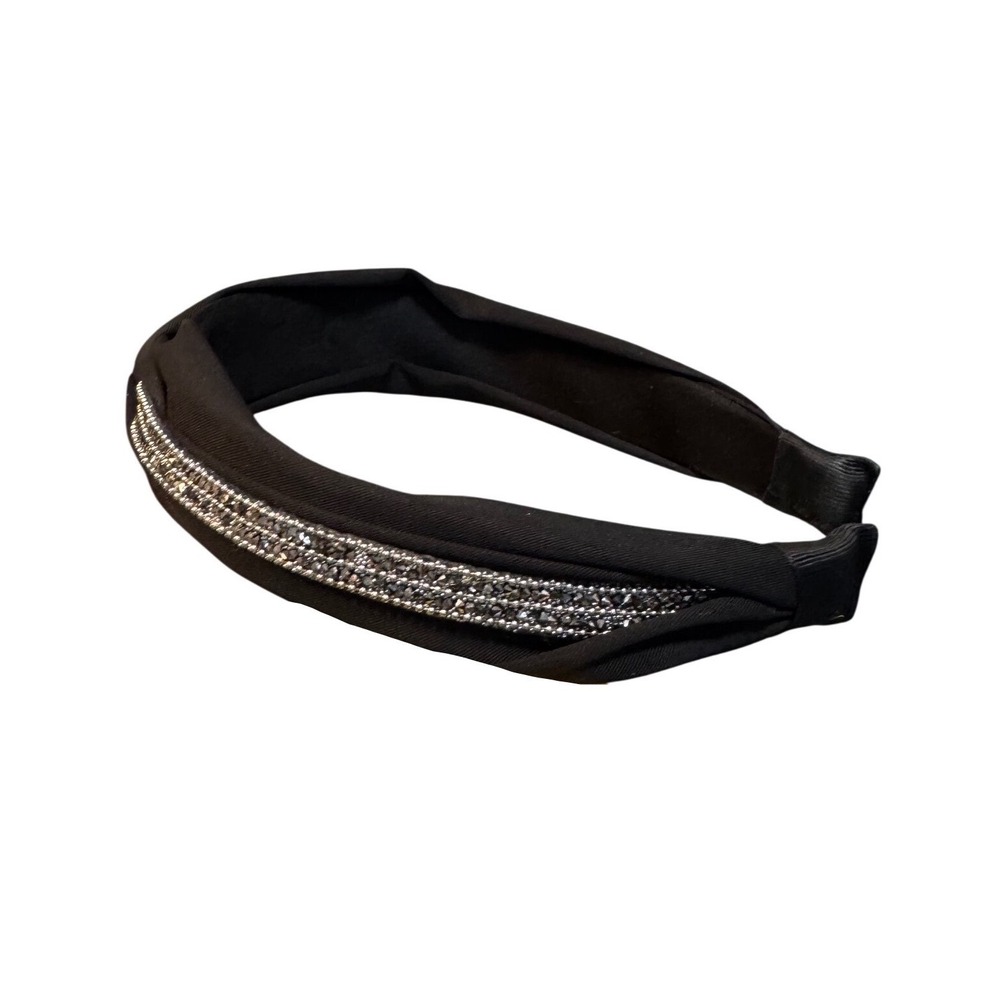 4/$40 Black Knotted Rhinestone Silver Crystal Embellished Wide‎ Headband
